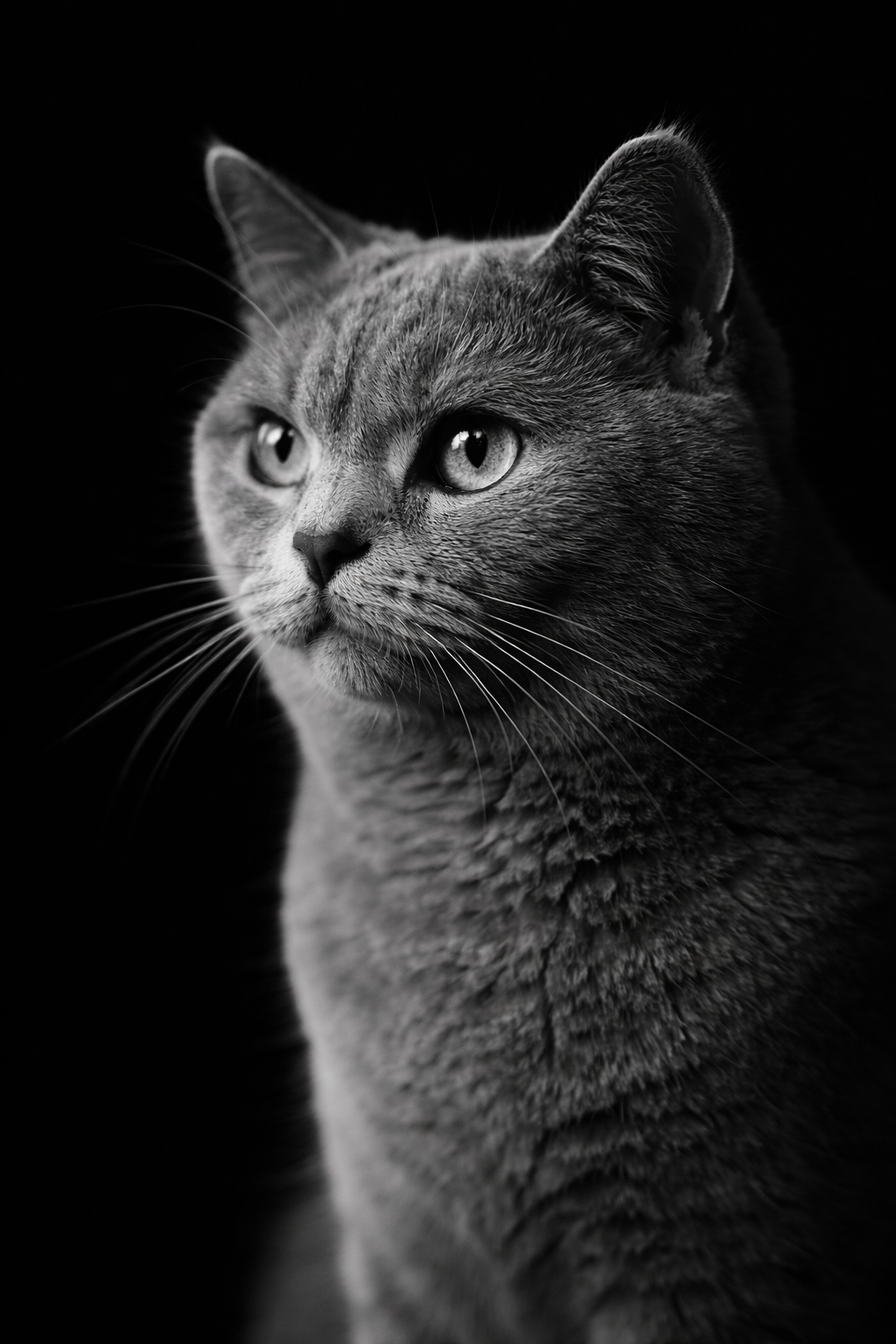 Black and white British shorthair cat portrait showing professional pet photography